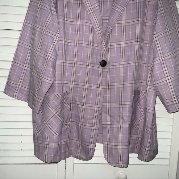 Shein Purple Plaid Blazer Size 3XL - Picture 2 of 4